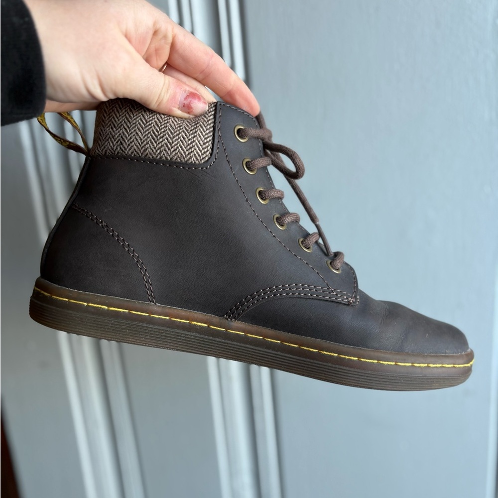 Dr Martens Maelly Brown Leather Ankle Boots Womens Size 7 Padded Collar Doc - Picture 6 of 10